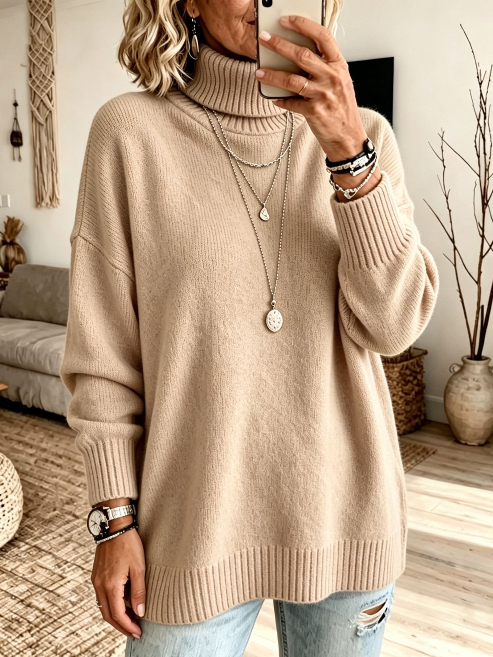 Maglione a Collo Alto Rilassato