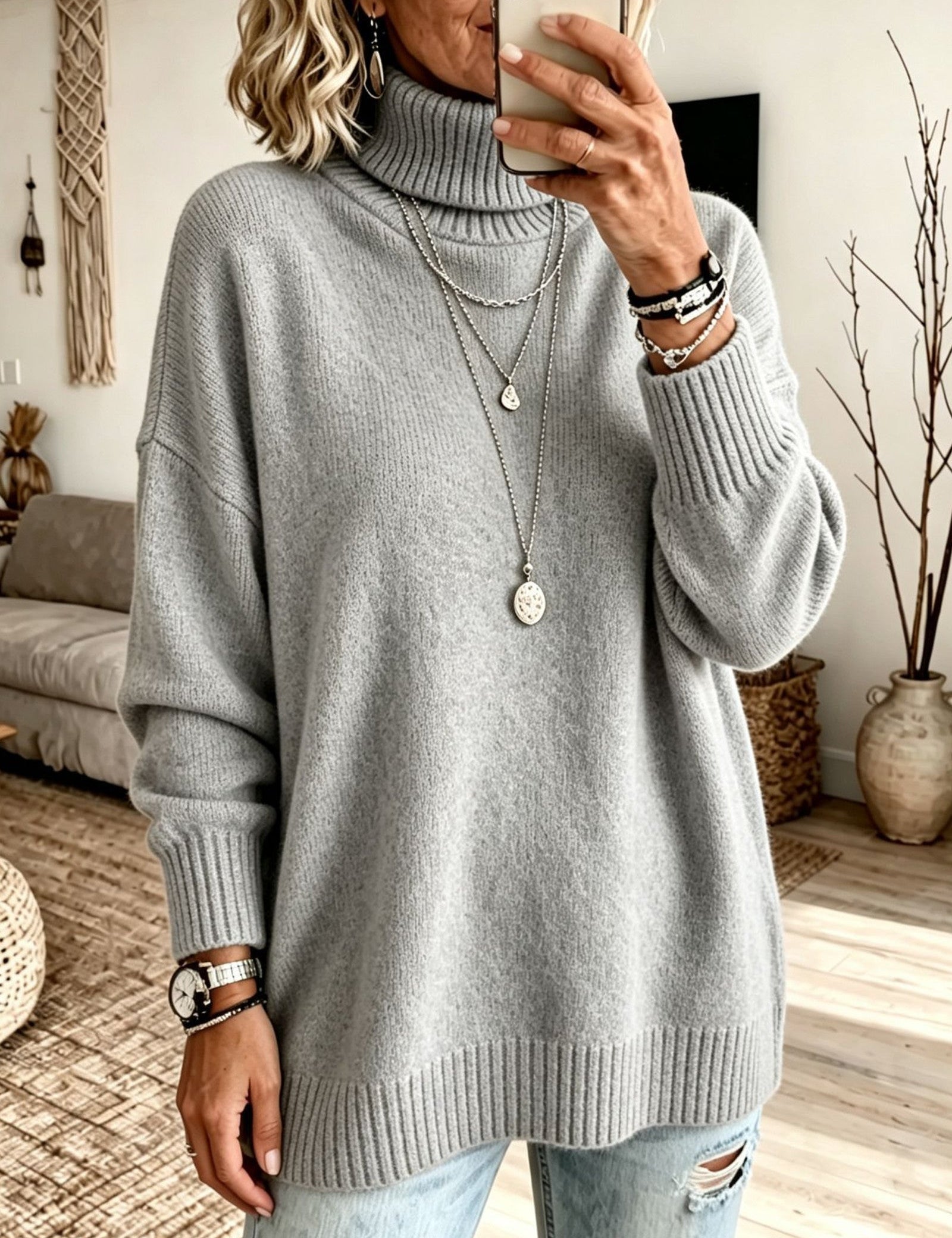Maglione a Collo Alto Rilassato