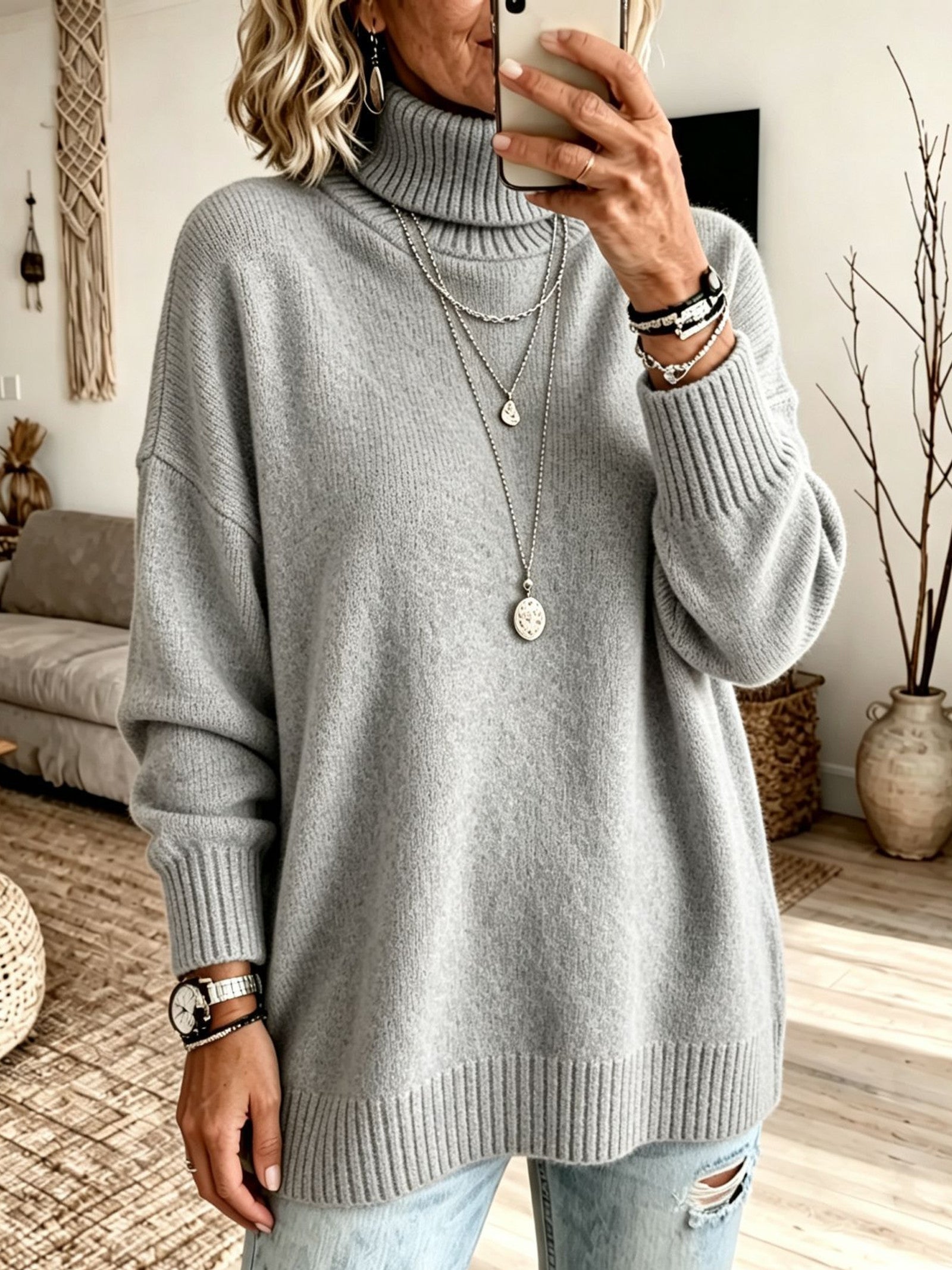 Maglione a Collo Alto Rilassato