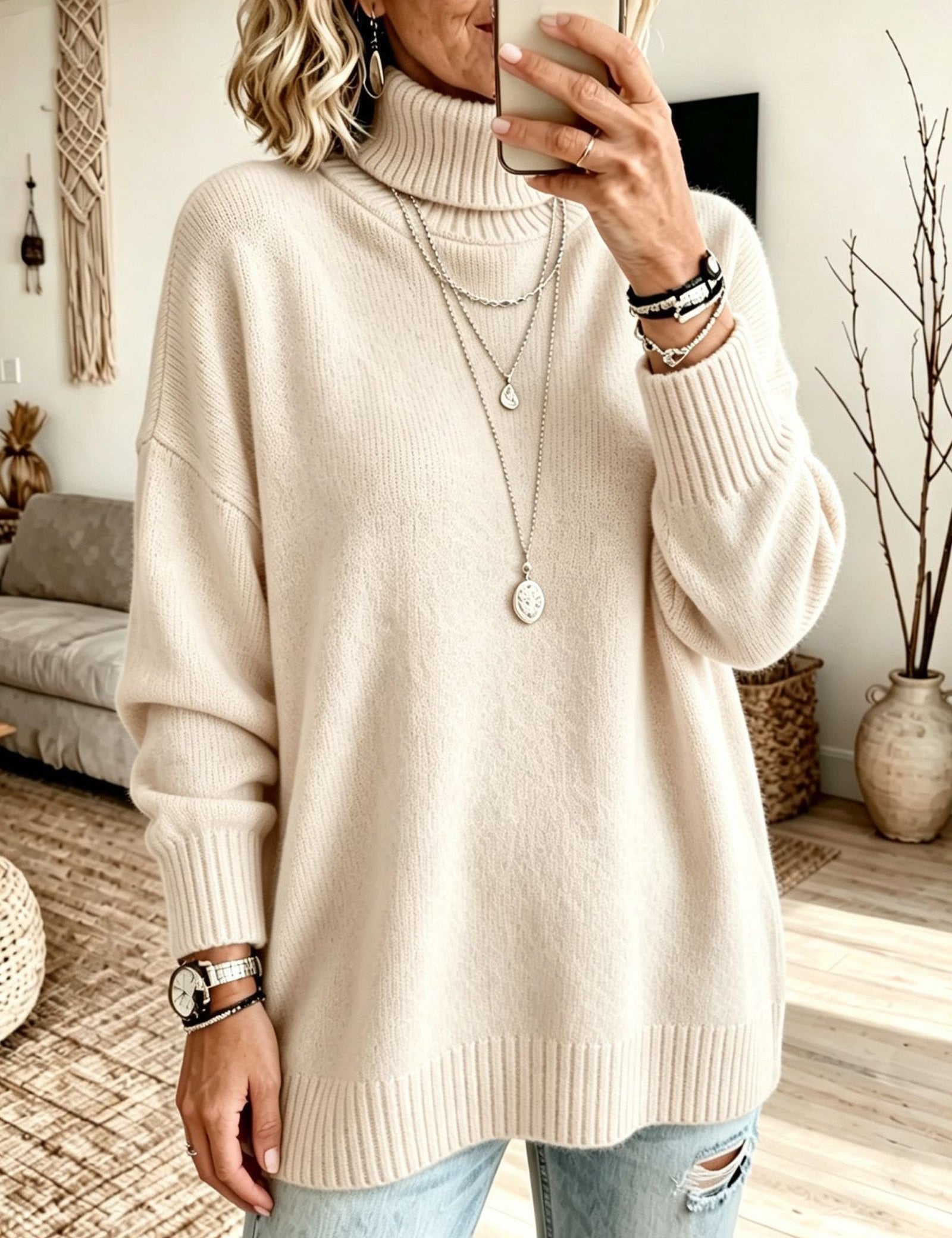 Maglione a Collo Alto Rilassato