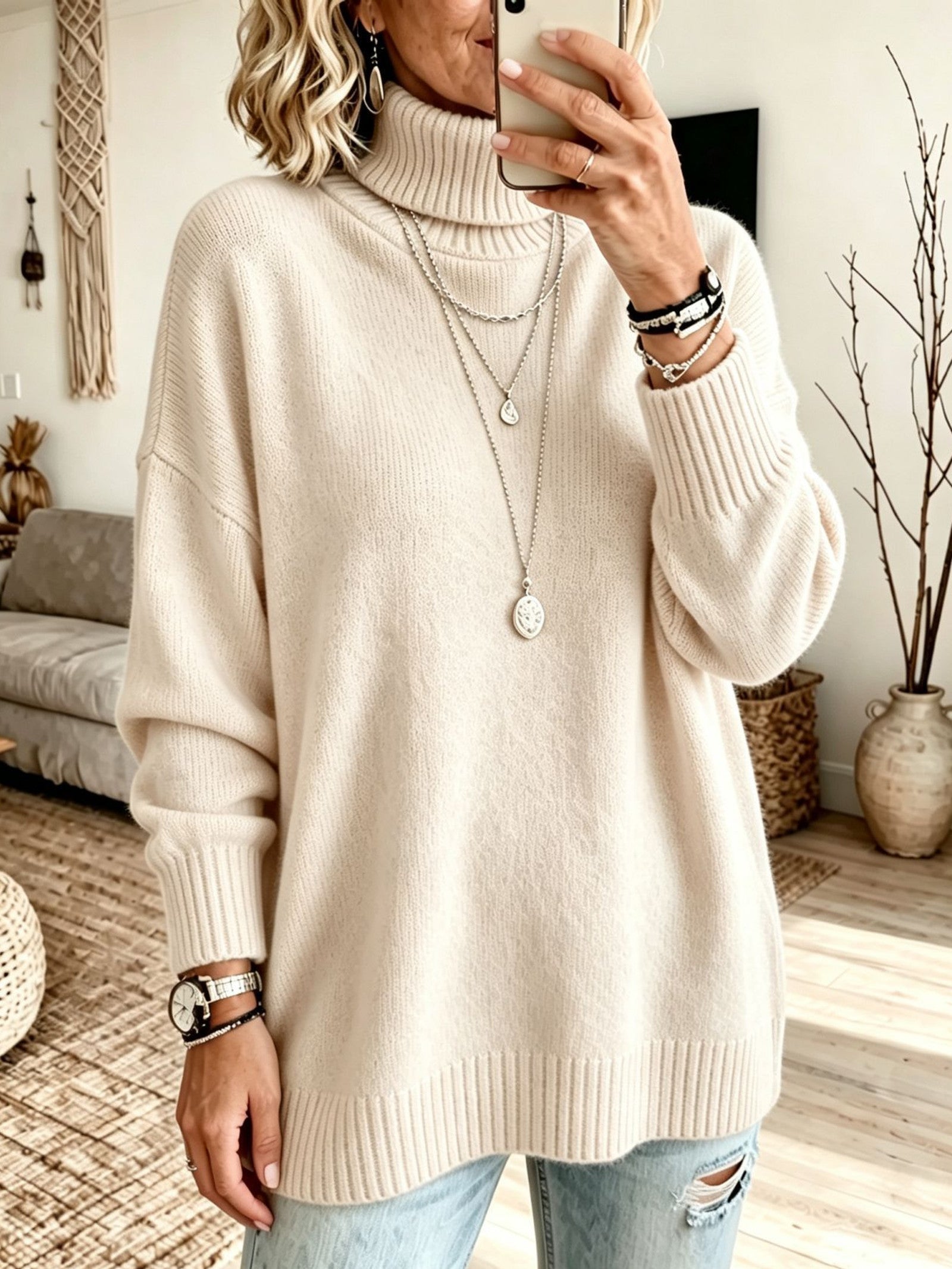 Maglione a Collo Alto Rilassato