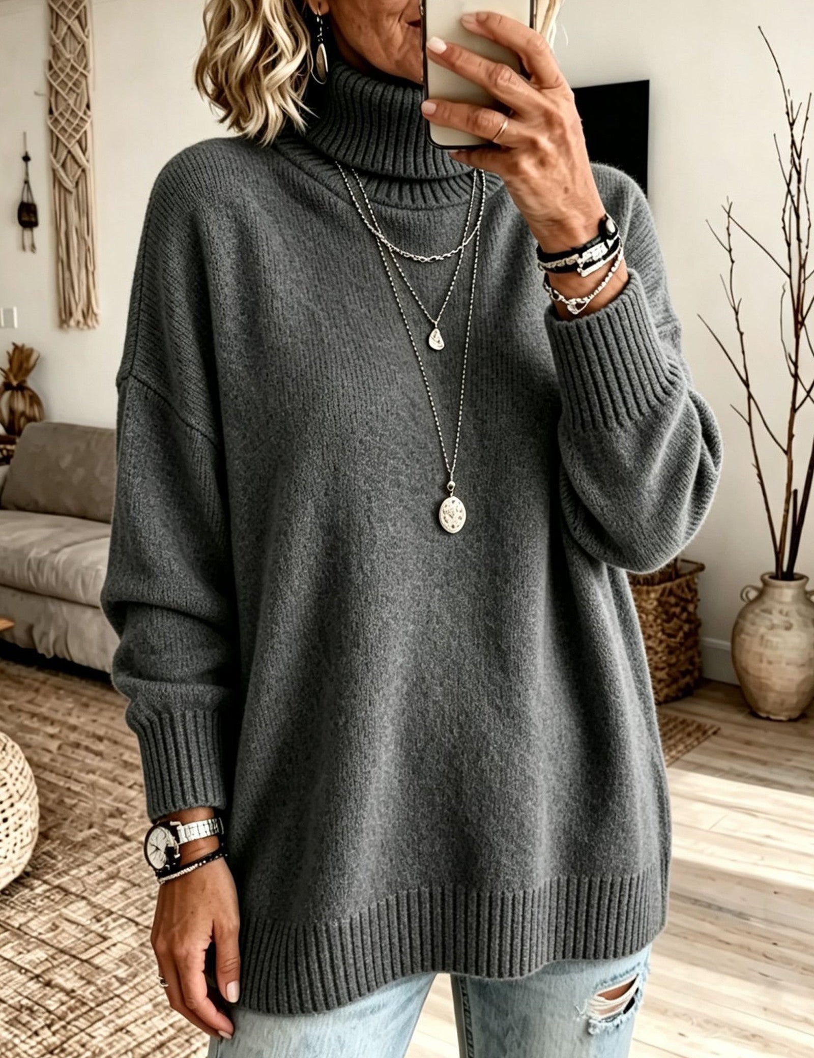 Maglione a Collo Alto Rilassato