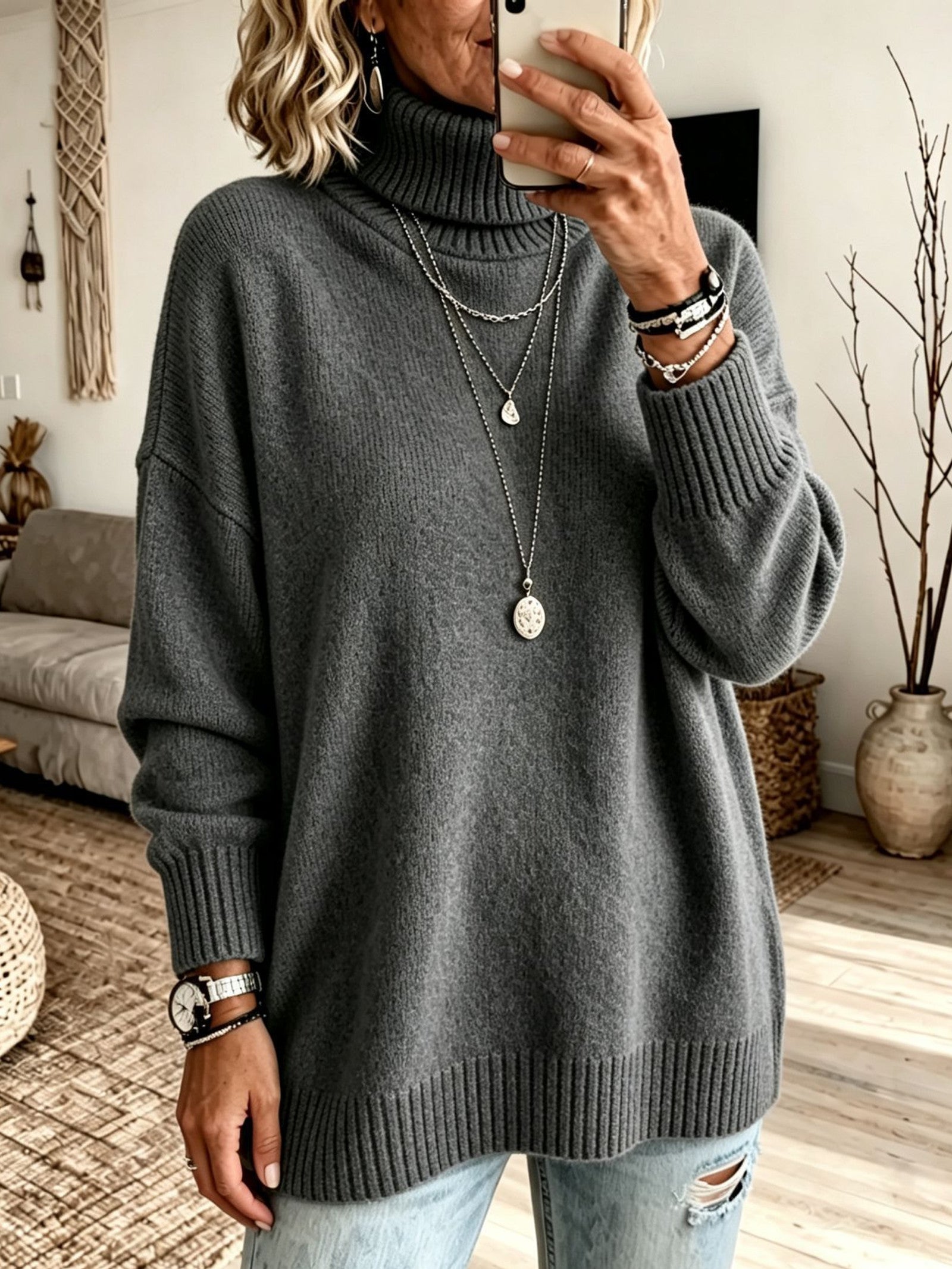 Maglione a Collo Alto Rilassato