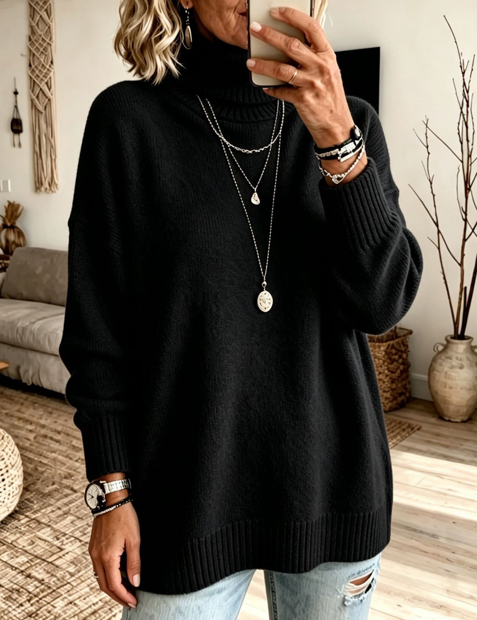 Maglione a Collo Alto Rilassato