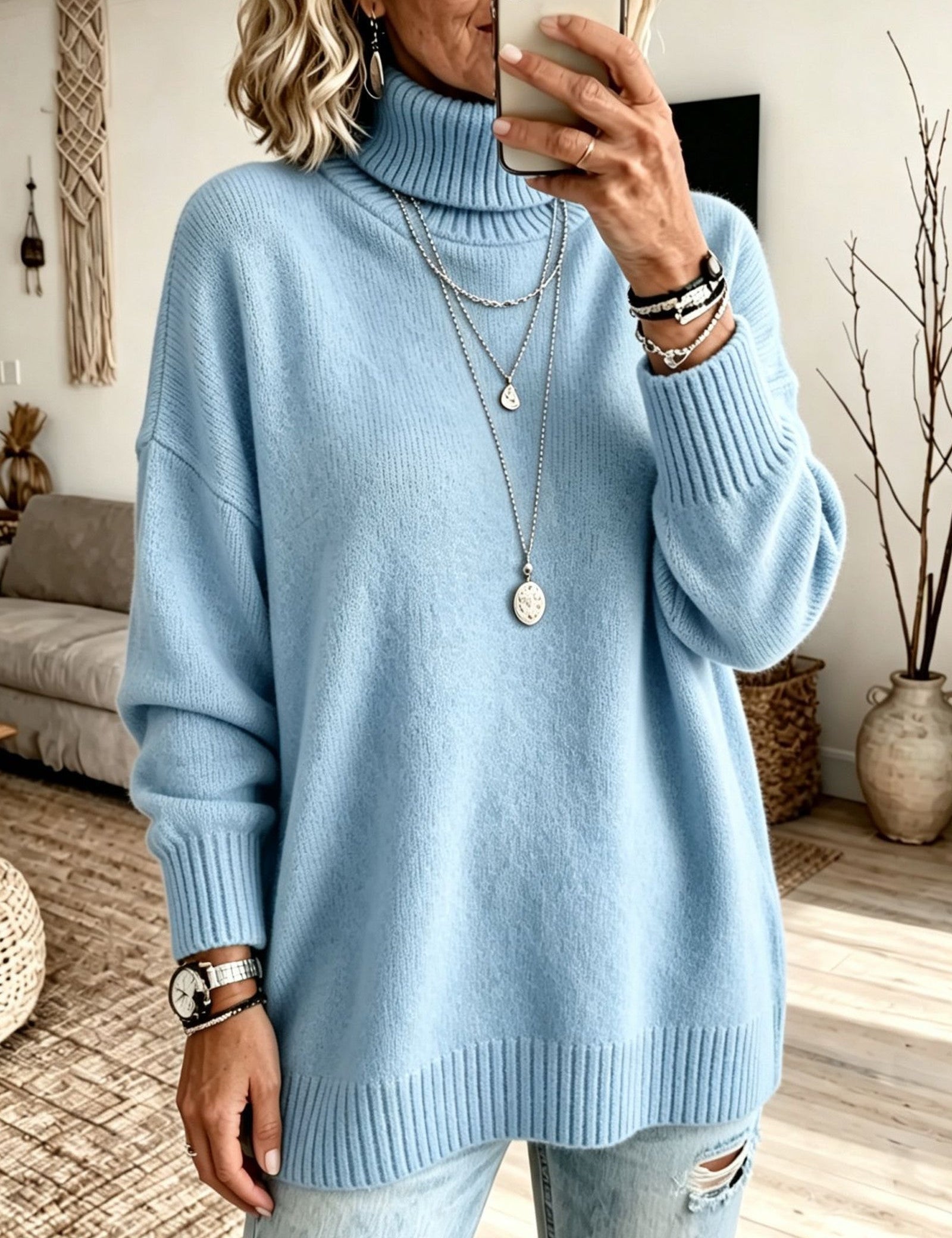 Maglione a Collo Alto Rilassato