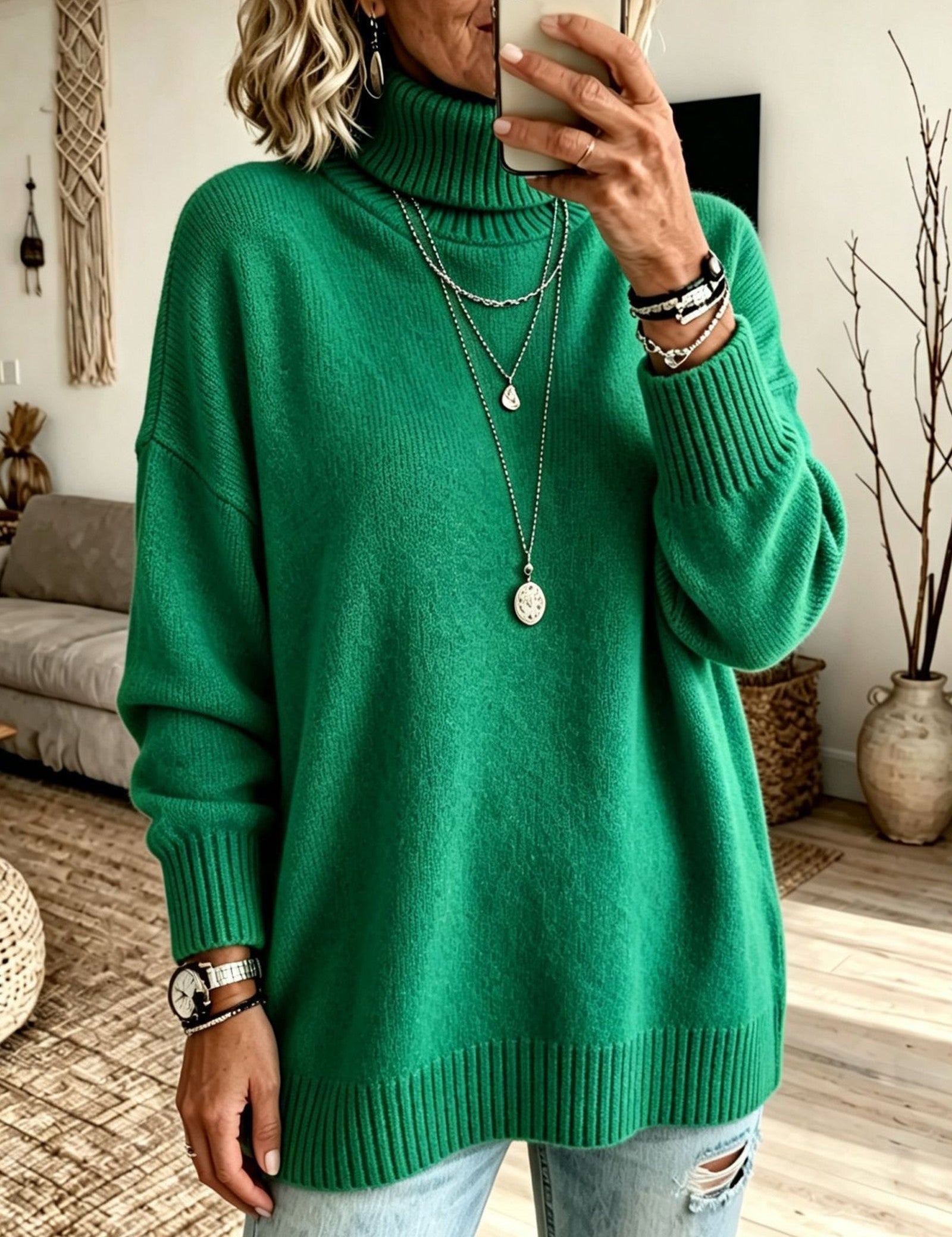 Maglione a Collo Alto Rilassato