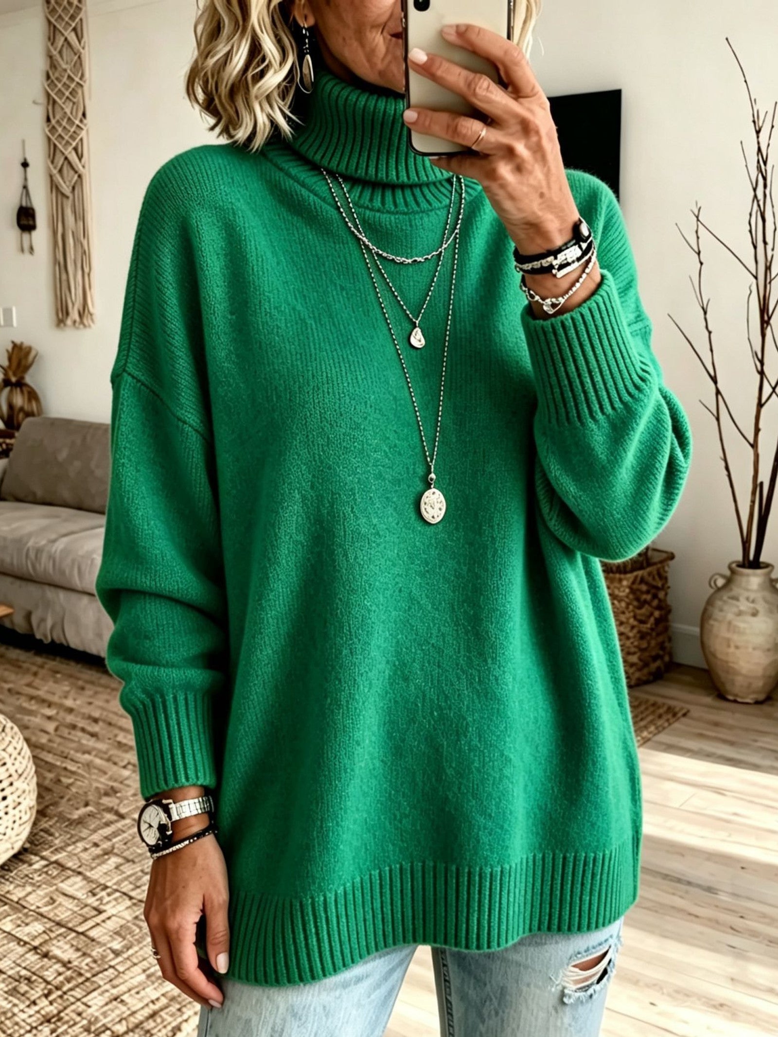 Maglione a Collo Alto Rilassato