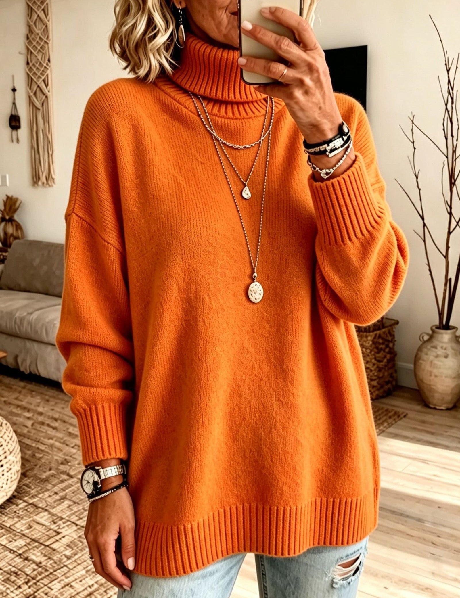 Maglione a Collo Alto Rilassato