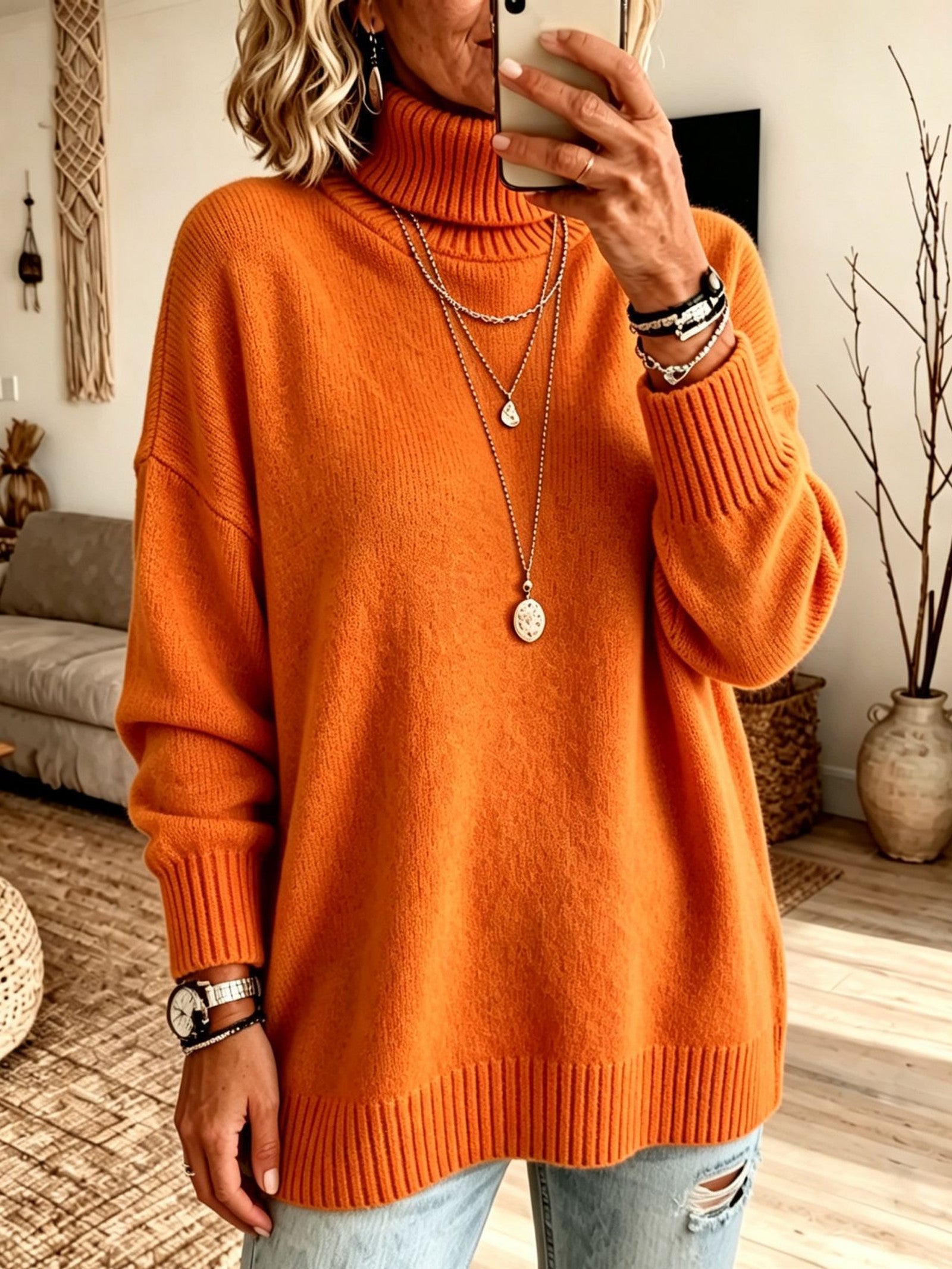 Maglione a Collo Alto Rilassato