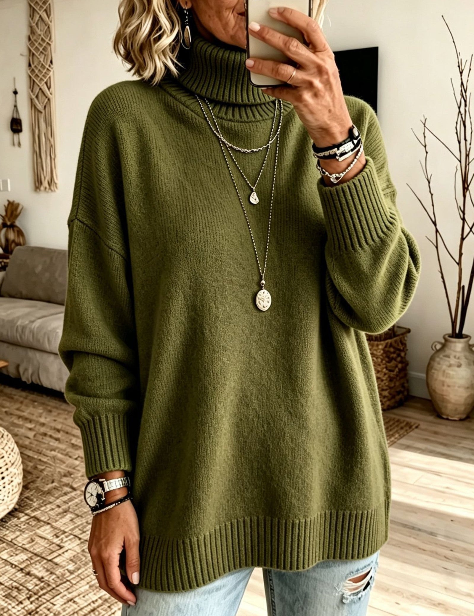 Maglione a Collo Alto Rilassato