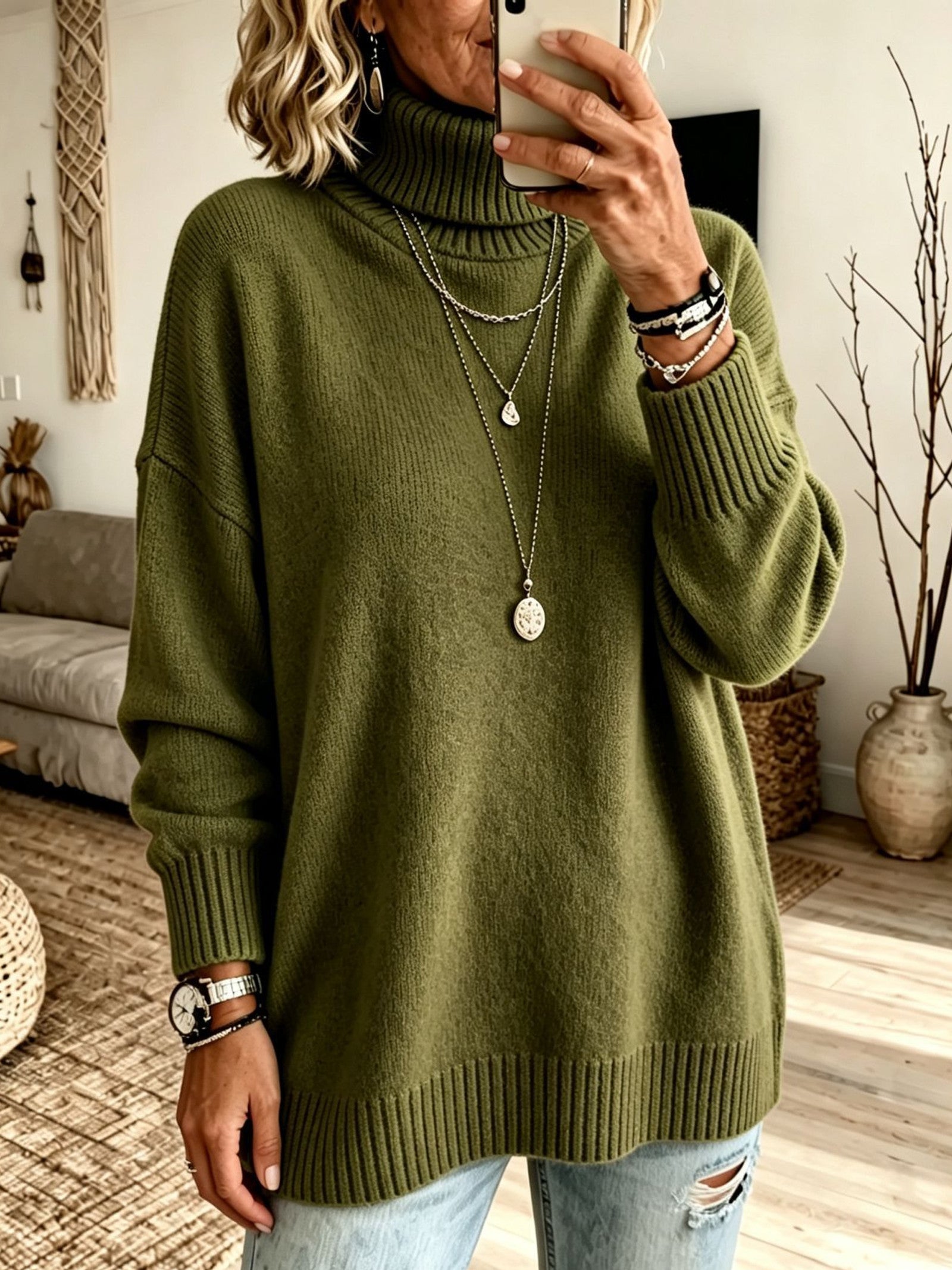 Maglione a Collo Alto Rilassato
