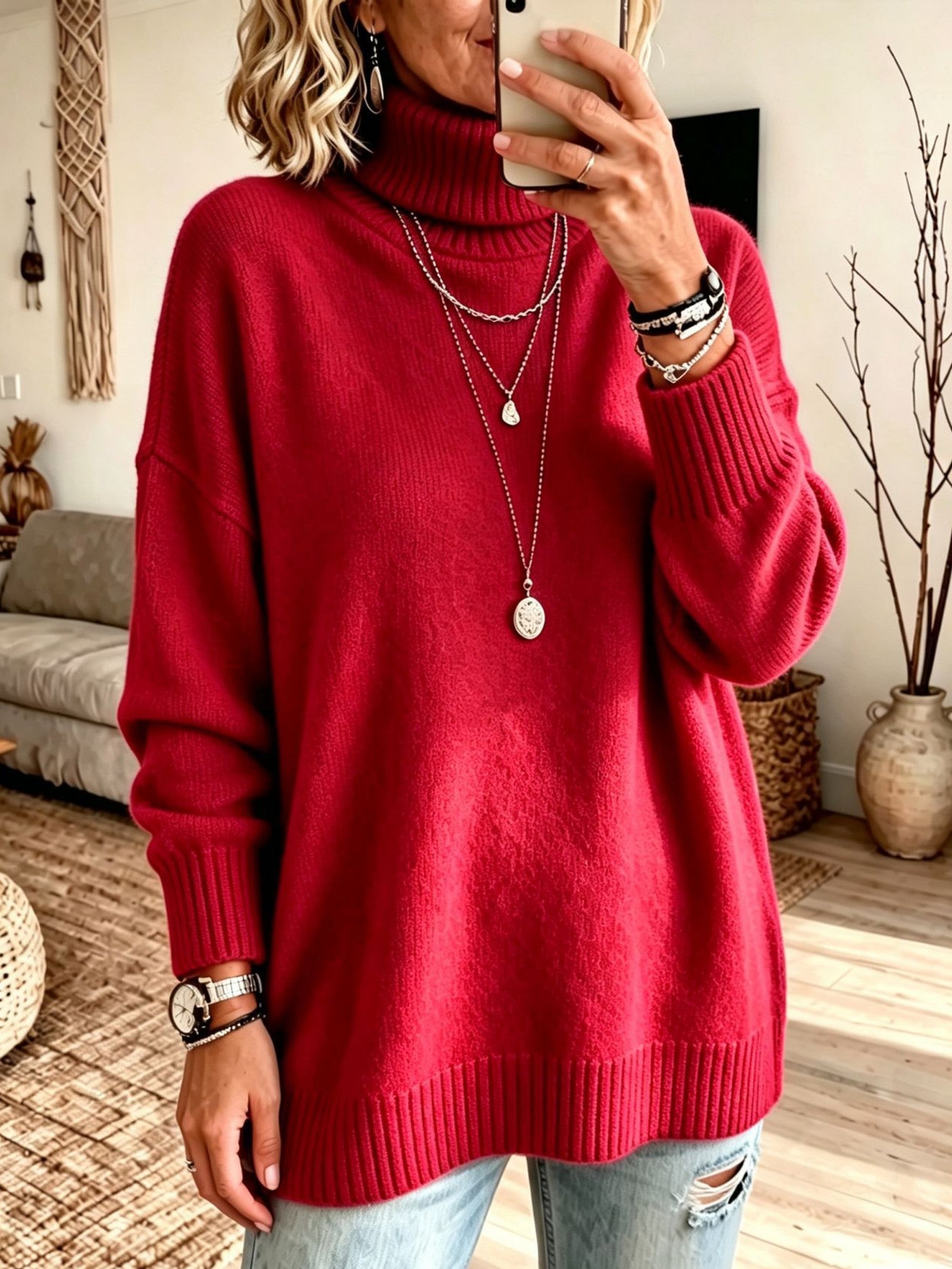 Maglione a Collo Alto Rilassato