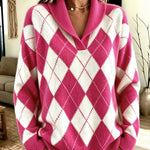 Maglione a Collo Sciolto con Motivo Argyle