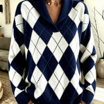 Maglione a Collo Sciolto con Motivo Argyle