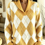 Maglione a Collo Sciolto con Motivo Argyle