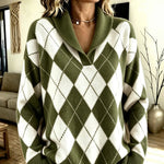 Maglione a Collo Sciolto con Motivo Argyle