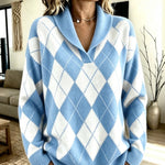Maglione a Collo Sciolto con Motivo Argyle