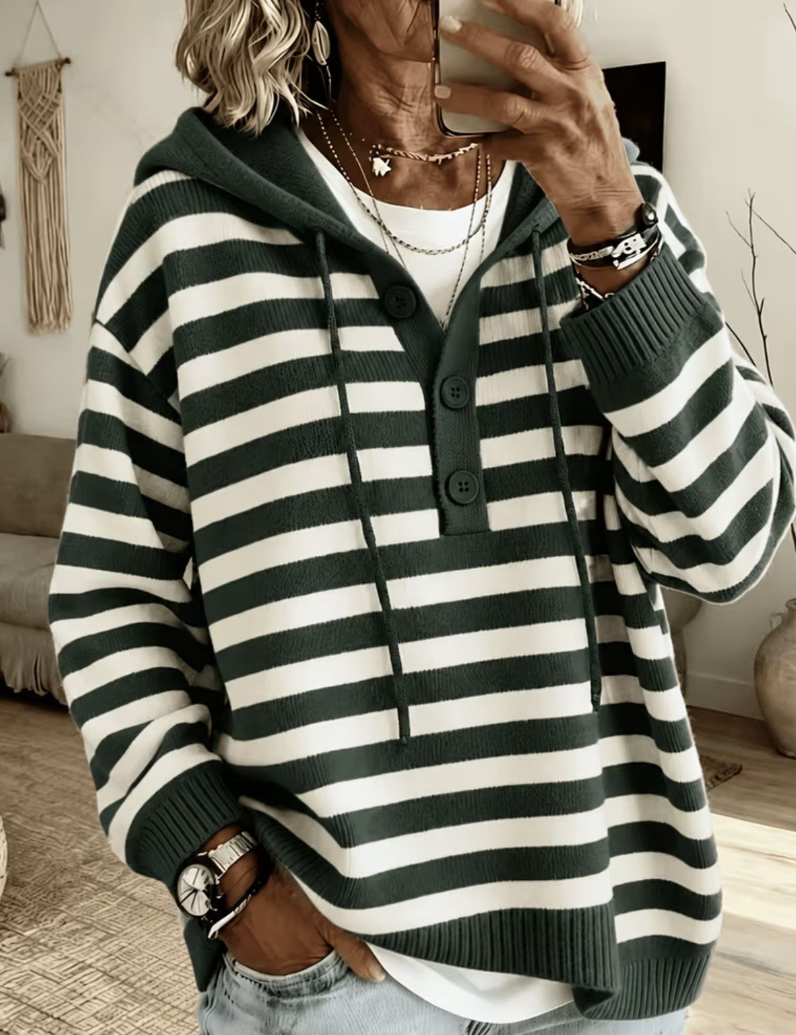 Maglione a Costine con Cappuccio