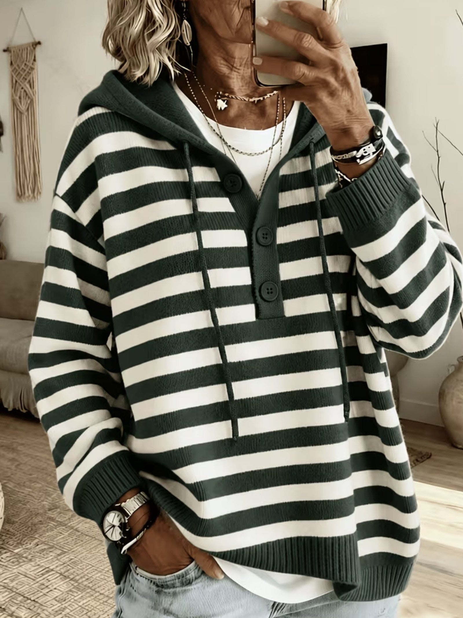 Maglione a Costine con Cappuccio