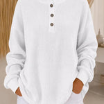 Maglione a maglia waffle con colletto a bottoni