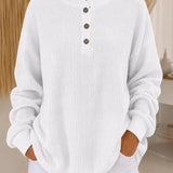 Maglione a maglia waffle con colletto a bottoni