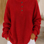 Maglione a maglia waffle con colletto a bottoni
