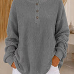 Maglione a maglia waffle con colletto a bottoni