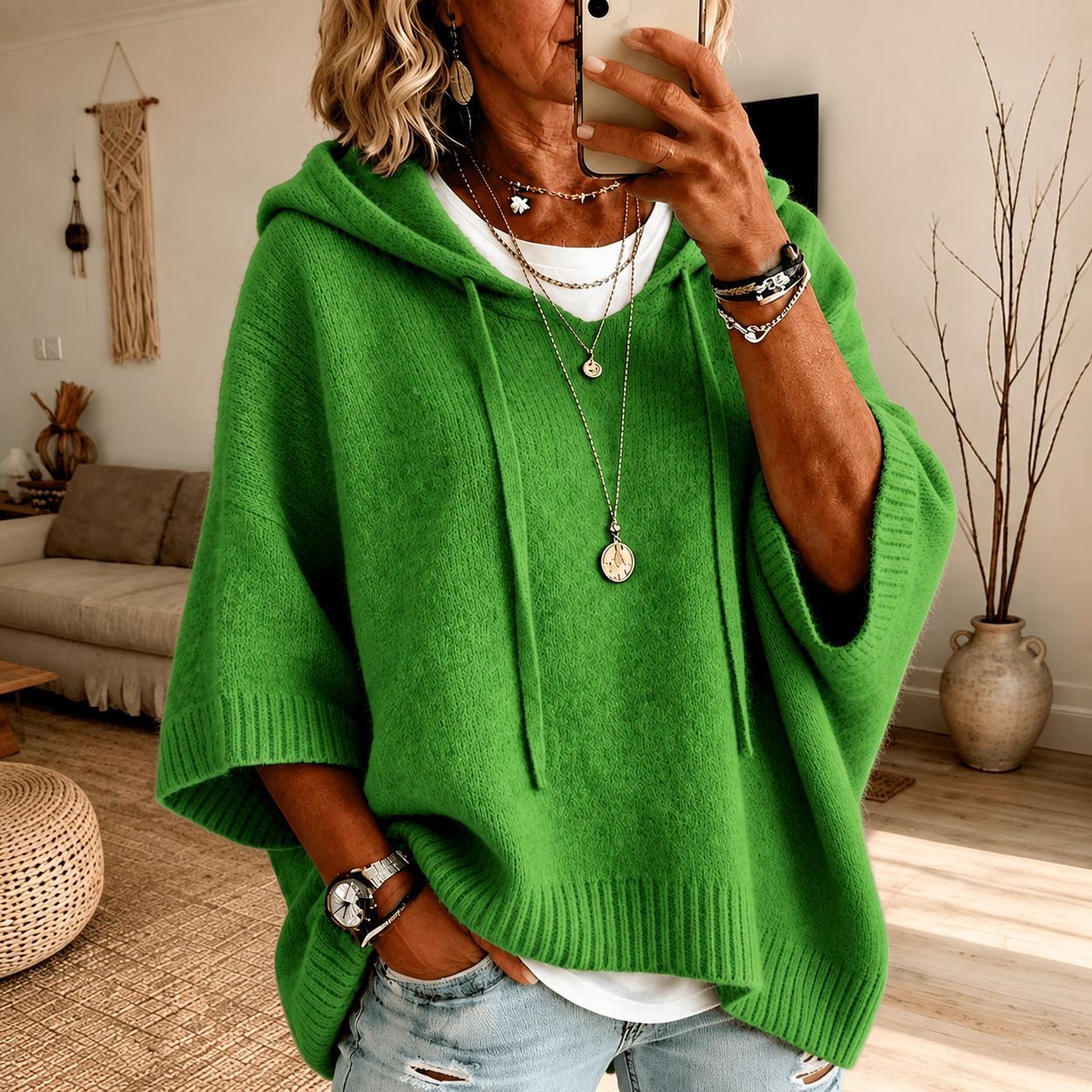 Margaux | Pull Poncho Verde