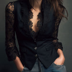 Noémie | Giacca Blazer Nera con Maniche Semi-Trasparenti