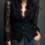Noémie | Giacca Blazer Nera con Maniche Semi-Trasparenti