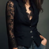 Noémie | Giacca Blazer Nera con Maniche Semi-Trasparenti