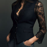 Noémie | Giacca Blazer Nera con Maniche Semi-Trasparenti