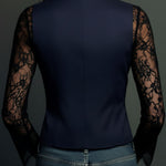 Noémie | Giacca Blazer Nera con Maniche Semi-Trasparenti