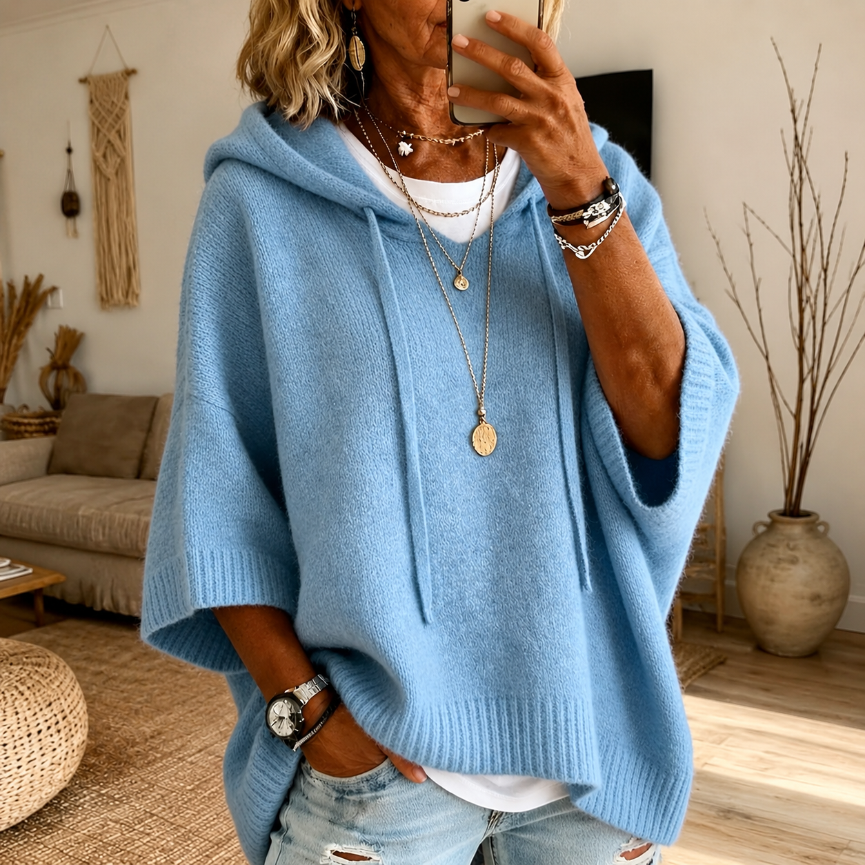 Océane | Poncho con Cappuccio
