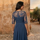 Ofelia – Abito Elegante in Chiffon con Pizzo