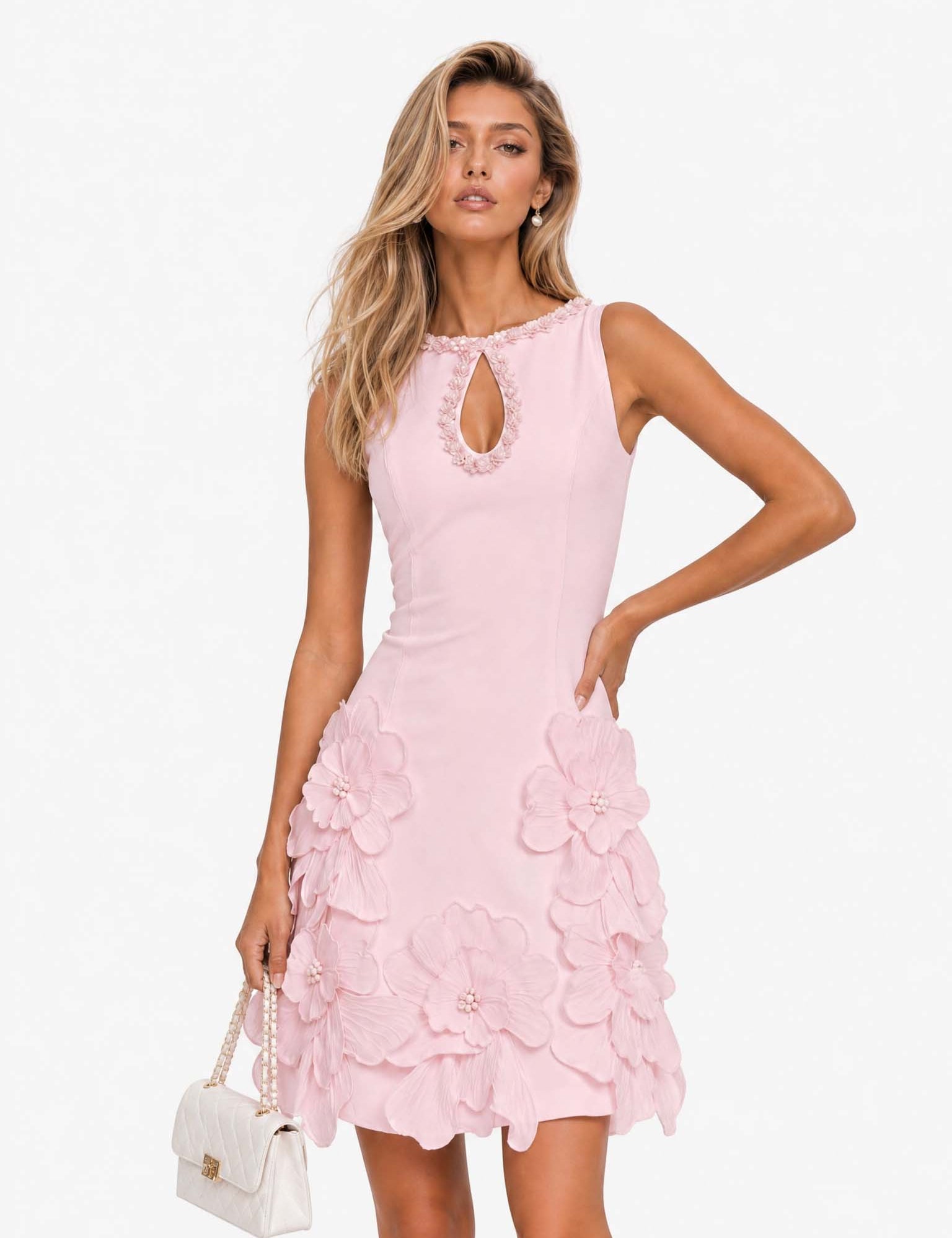 Pamela – Mini Abito Elegante Smanicato con Cut-out