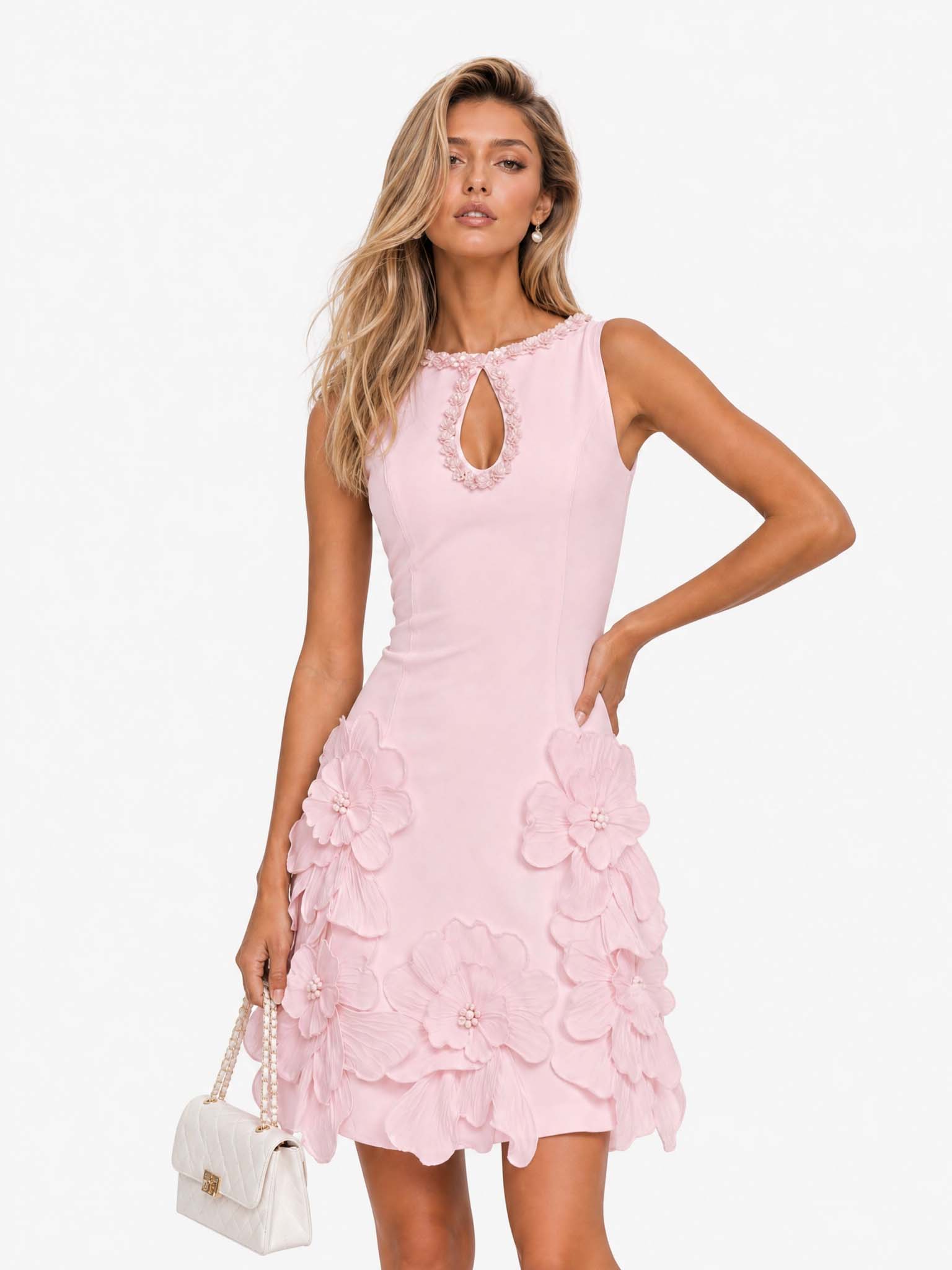Pamela – Mini Abito Elegante Smanicato con Cut-out