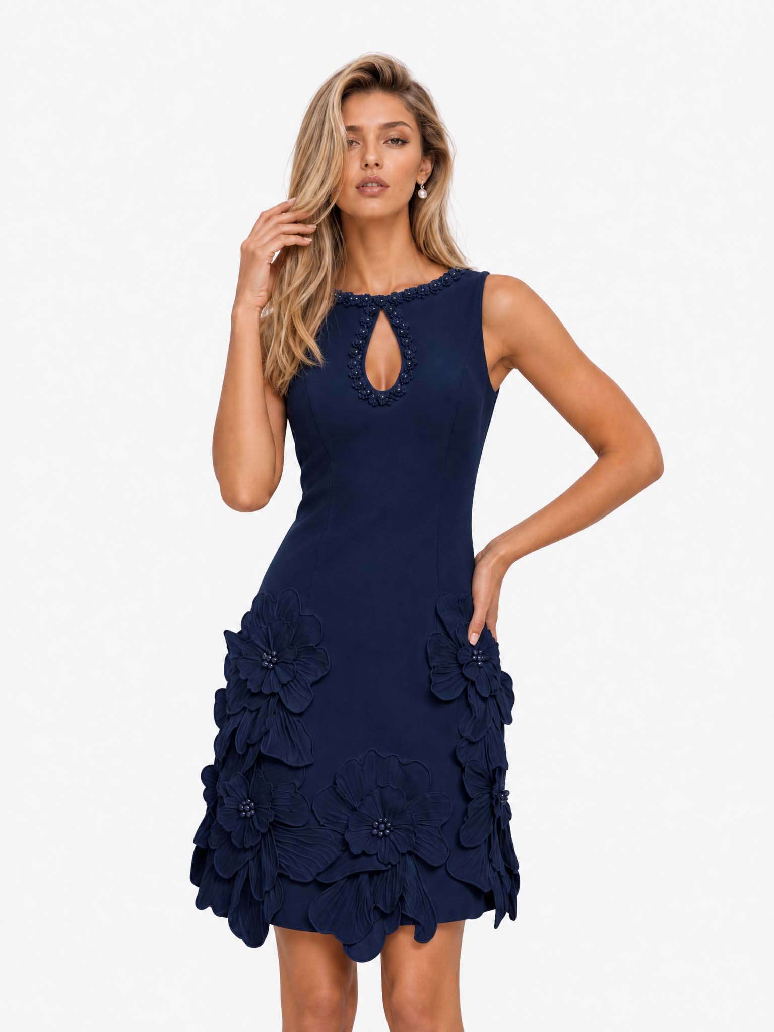 Pamela – Mini Abito Elegante Smanicato con Cut-out