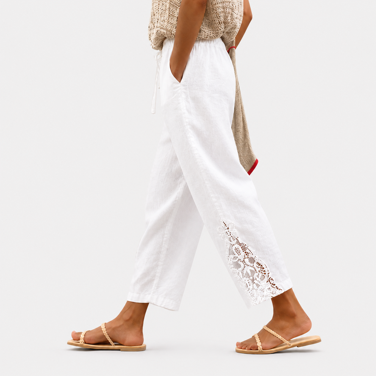 Pantaloni con Bordo in Pizzo