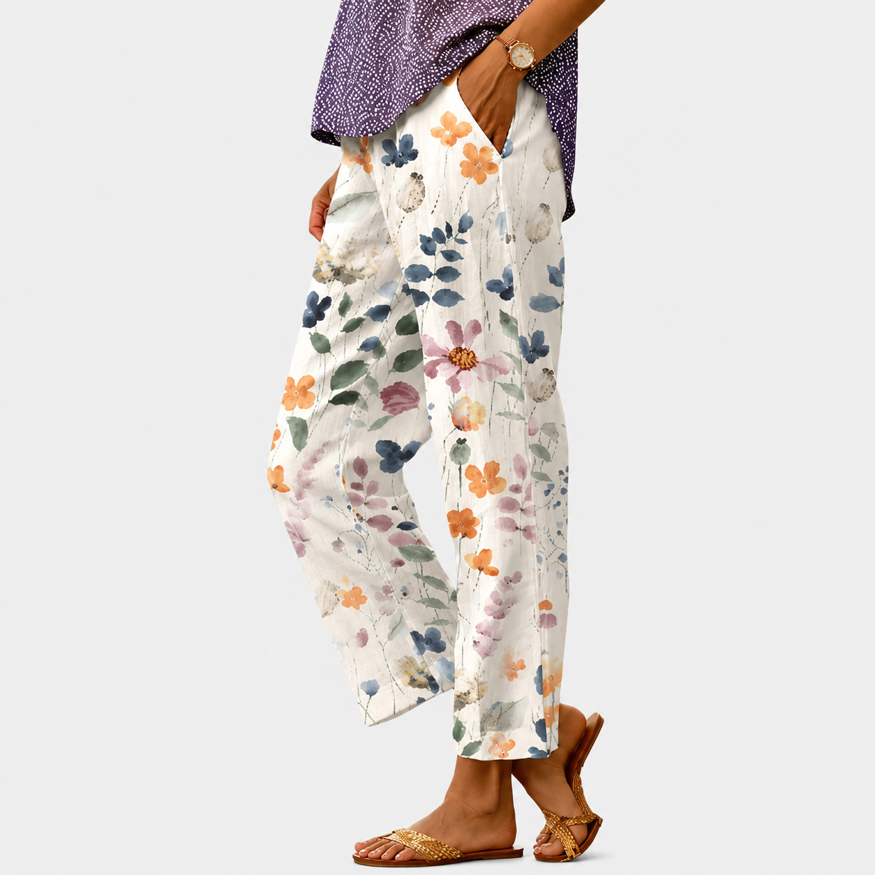 Pantaloni Casual a Fiori