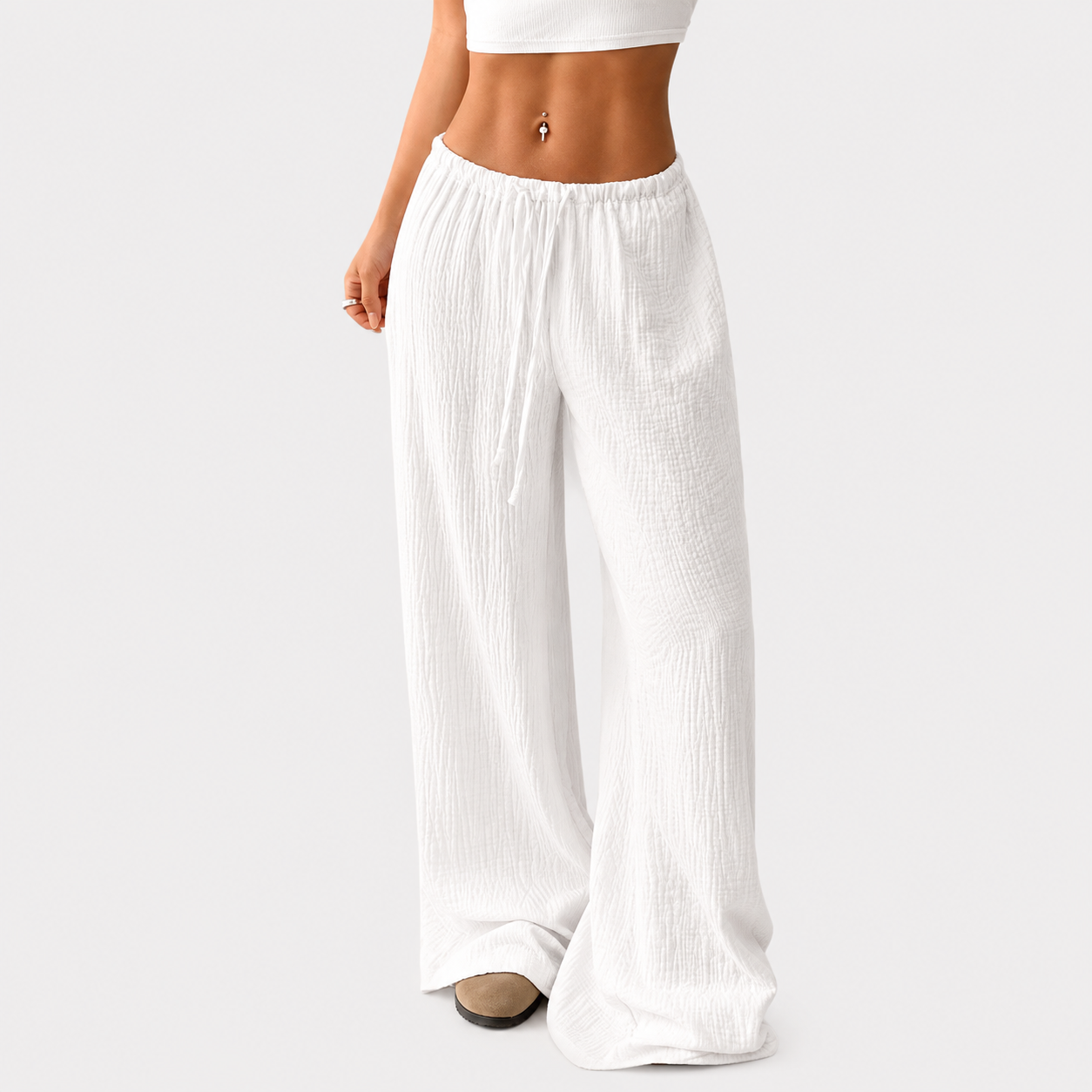 Pantaloni Ampi Bianchi