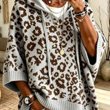 Poncho Maglione a Collo Alto Leopardo