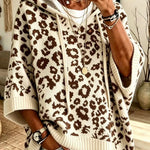 Poncho Maglione a Collo Alto Leopardo