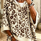 Poncho Maglione a Collo Alto Leopardo
