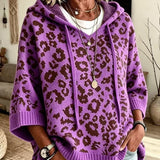 Poncho Maglione a Collo Alto Leopardo