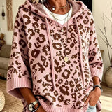 Poncho Maglione a Collo Alto Leopardo