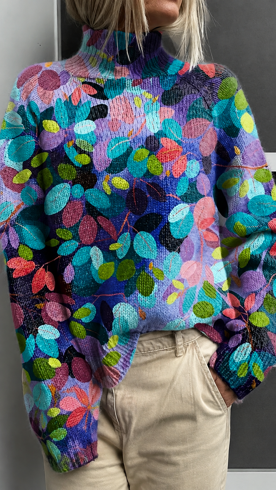 Maglione a Collo Alto Multicolore