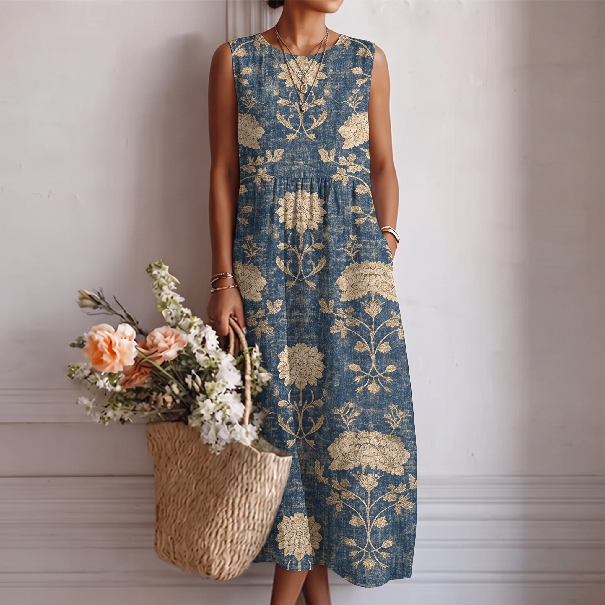Robe midi classica Aurora con stampa floreale
