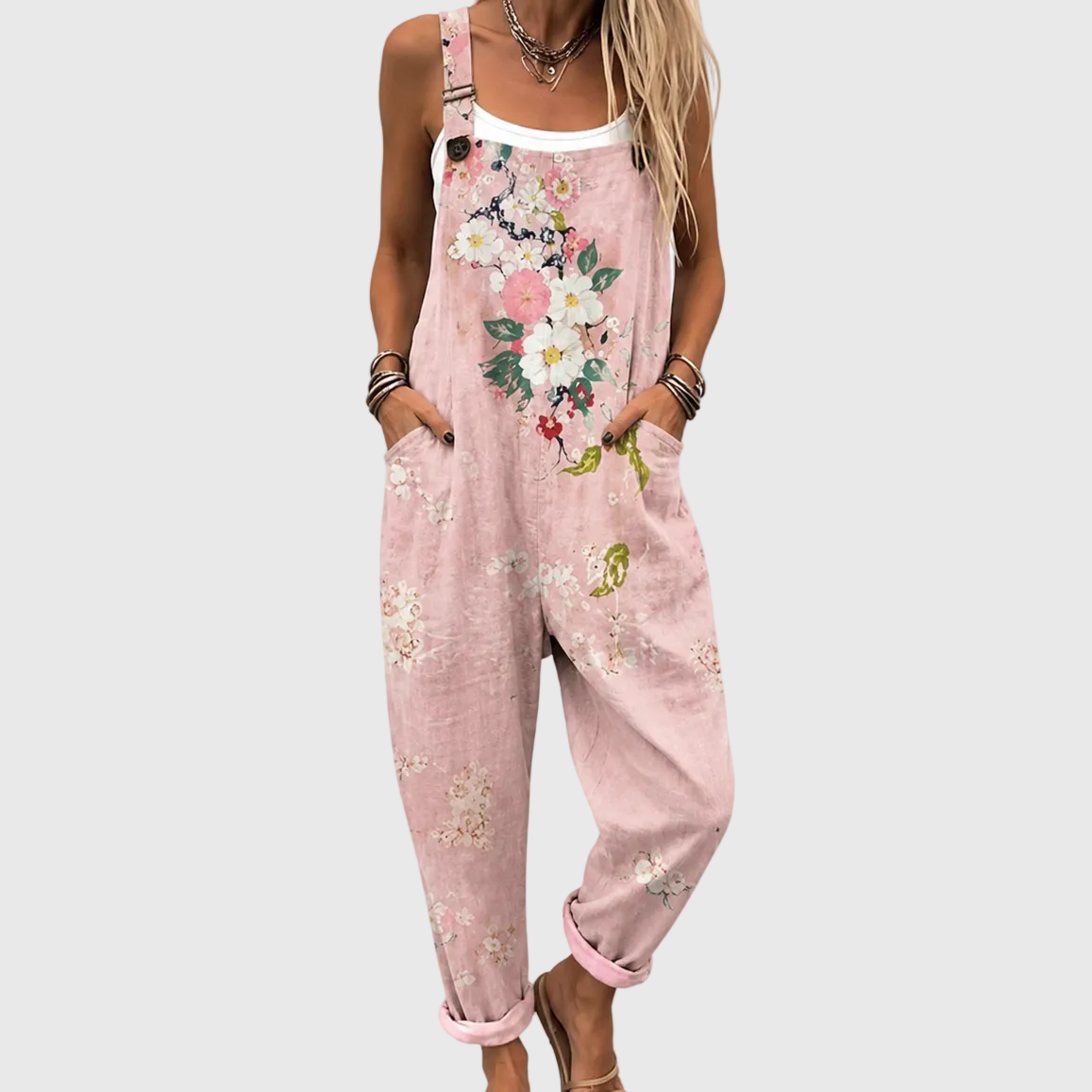 Salopette a Fiori Rosa