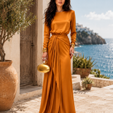 Tamara – Abito Lungo Drappeggiato Satinato